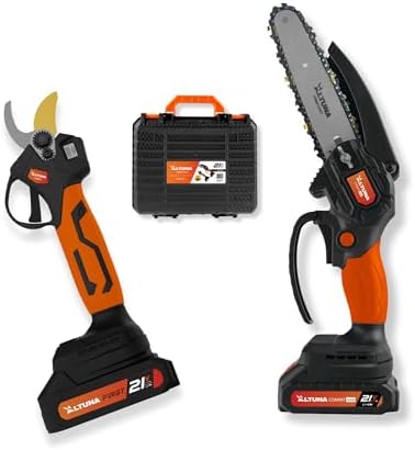 Altuna - Titanium Battery Pruning Kit - Battery Chainsaw + Electric Pruning Shears - Includes 2 2Ah Batteries - With Case, Charger and Belt Holder - Image 2