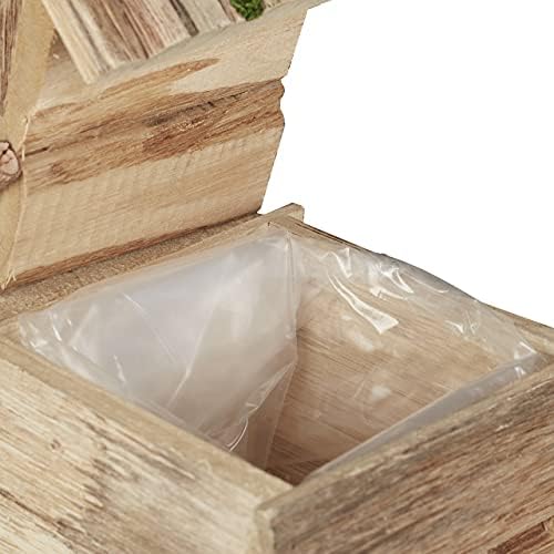 Relaxdays Wooden Planter with Birdhouse Ornamental, Bark, Moss, Square Planter, Indoor, Outdoor, Natural/Green - Image 7