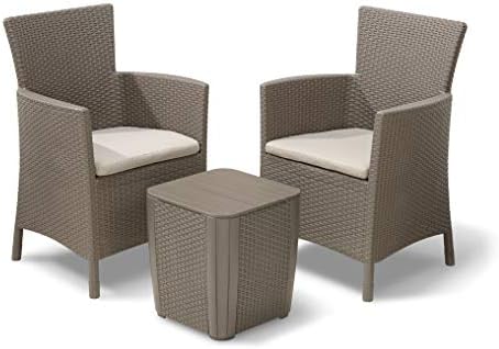 Keter Iowa 247855 Cappuccino Garden Furniture Set with Sand Cushions, Cappuccino Colour - Image 2