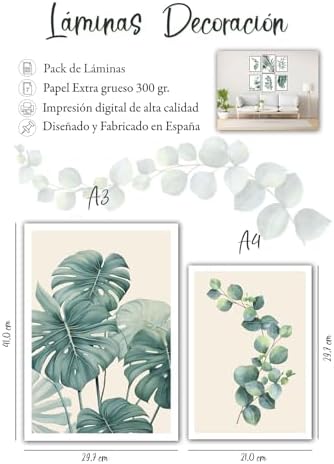 Set of 6 A3 Decorative Wall Sheets for Pictures Living Room Decoration, Modern, Bedrooms, Rooms, Without Frame, Nature and Animals (41 x 29.7 cm) - Image 4