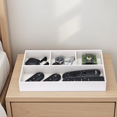 GORESE Valet Tray Leather Drawer Office Desk Storage Box Bedside Storage Tray Empty Organizer Pencil Holder for Keys - Image 10