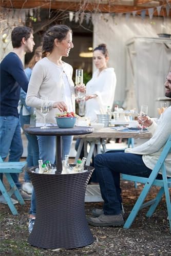 Keter Cool Bar, Refrigerator Table for Outdoor and Garden, Rattan, Cream Colour, Capacity 30 L, 45 Cans - Image 12