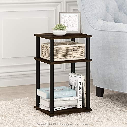 Furinno Just-3-Tier Turn-N-Tube Side Table, 1-Pack, Columbia Walnut/Black - Image 3