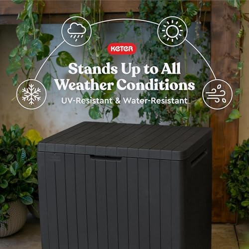 Keter City 30 Gallon Resin Box for Patio Furniture, Pool Accessories and Storage for Outdoor Toys, Dark Gray - Image 6