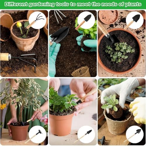 Garden Tool Set, 9 Pcs Succulent Plant Tools Mini Garden Tools Gardening Tools for Transplanting Small Gardening Kit for Plant Care - Image 8