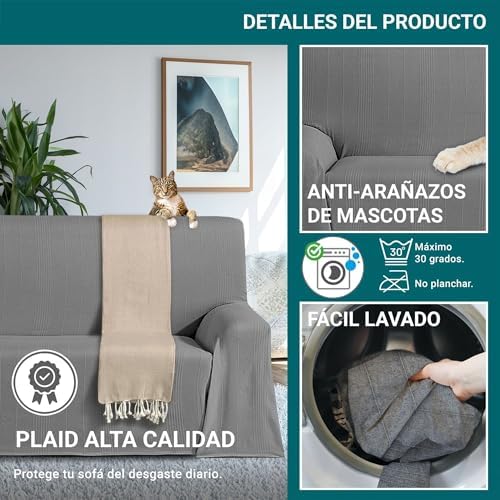 Multi-Purpose Foulard Size 230 x 260 cm for Sofa or Bed – Multipurpose Bedspread Anthracite Decorative Bedspread for Sofa, Bed – Jarapa Sofa or Bed Protector Light and Elegant - Image 5