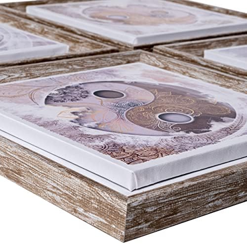 DekoArte - Ying Yang Mandala Modern Living Room Decor Pictures 30 x 30 cm x 4 Pieces – Set of Pictures with Shabby Chic Frame. - Image 5