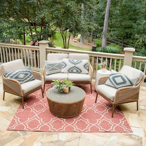 Artscope Set of 4 Waterproof Geometry Cushion Cover, Outdoor Bohemian Pillow Case for Patio Balcony Garden Sofa Office Home Decorative 30 x 50 cm Geometry80-Grey - Image 9