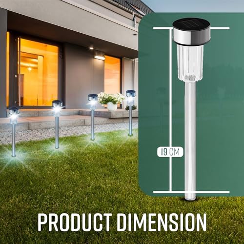 GloBrite 10 Pack Solar Garden Lights Outdoor, Waterproof Stainless Steel Solar LED Lights with Stake for Pathway, Driveway, Yard, Walkway, Lawn, Yard and Yard Decor - Image 7