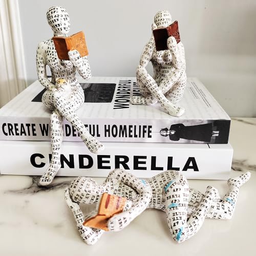 Yahu Lando 3 Reading Woman Figures Thinker Statue Modern Bookshelf Decor Aesthetic Sculpture Room Decor Abstract Modern Shelf Table Decor - Image 3