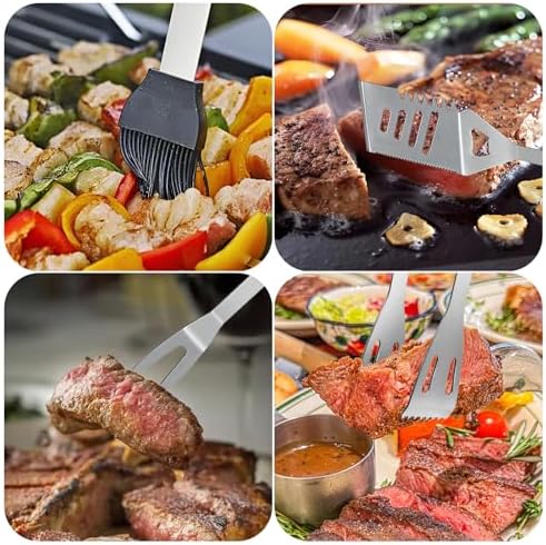7 Pieces BBQ Grill Tools Set Professional BBQ Accessories Complete Barbecue Accessories Kit with Portable Bag Complete Outdoor BBQ Utensils Set - Image 8
