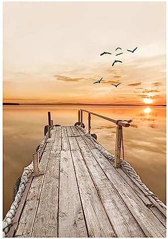 Set of 6 Wooden Base Paintings, Living Room Decoration, Modern, Bedroom, Room, Landscape, Beach, Nature with Metal Hangers, (29 x 20 cm Each Frame) - Image 5