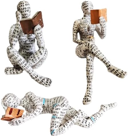 Yahu Lando 3 Reading Woman Figures Thinker Statue Modern Bookshelf Decor Aesthetic Sculpture Room Decor Abstract Modern Shelf Table Decor - Image 2