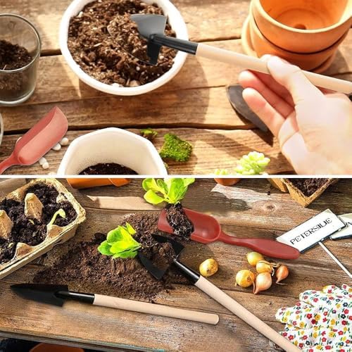 Garden Tool Set, 9 Pcs Succulent Plant Tools Mini Garden Tools Gardening Tools for Transplanting Small Gardening Kit for Plant Care - Image 7