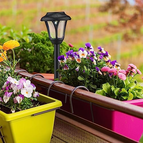 Relaxdays Pack of 10 LED Solar Lights, Outdoor Lanterns with Stake, 39 x 11 cm, Modern Garden Lighting, Black, 39 x 11 x 11 cm - Image 6