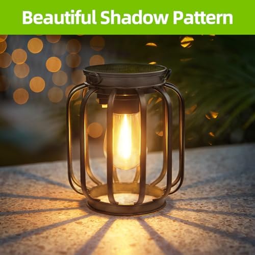 Solar Lights Outdoor Garden 2 Pack Hanging Solar Lantern with Chain and Hook, Outdoor Metal Waterproof Garden Ornaments for Pathway Yard Decoration - Image 7