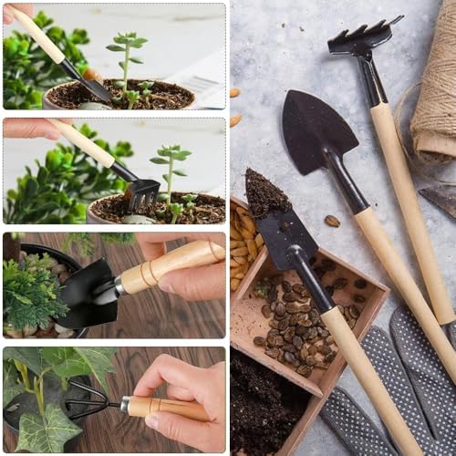 Garden Tool Set, 9 Pcs Succulent Plant Tools Mini Garden Tools Gardening Tools for Transplanting Small Gardening Kit for Plant Care - Image 6