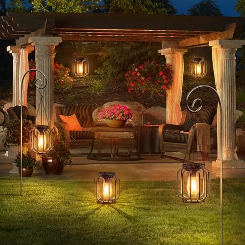 Solar Lights Outdoor Garden 2 Pack Hanging Solar Lantern with Chain and Hook, Outdoor Metal Waterproof Garden Ornaments for Pathway Yard Decoration - Image 6