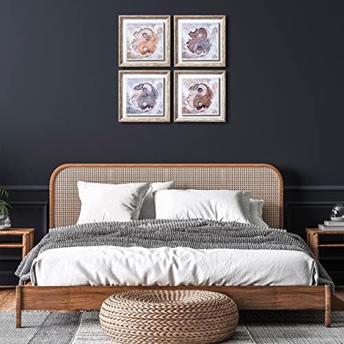 DekoArte - Ying Yang Mandala Modern Living Room Decor Pictures 30 x 30 cm x 4 Pieces – Set of Pictures with Shabby Chic Frame. - Image 3