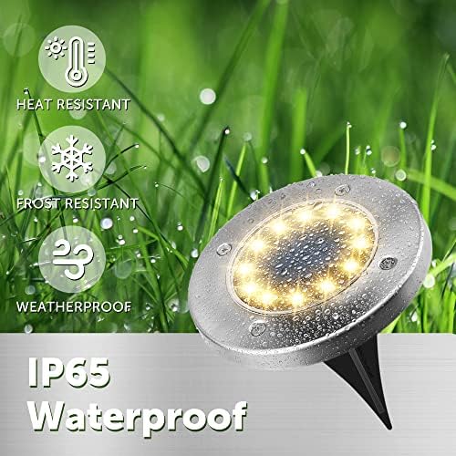 GIGALUMI Solar Ground Lights, 12 LED 8 Pack In-Ground Lights, Solar Pathway Deck Lights, Landscape Lamp for Lawn, Patio, Pool and Yard (Warm White) - Image 6