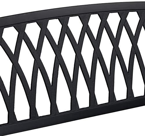 Relaxdays Garden Bench, 2 Seater Park Seat, Rustic Design, Comfortable Outdoor Furniture, Metal, 87 x 127 x 60 cm, Black - Image 7