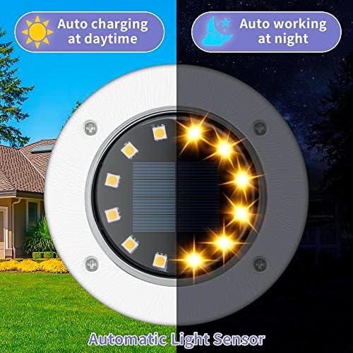 GIGALUMI Solar Ground Lights, 12 LED 8 Pack In-Ground Lights, Solar Pathway Deck Lights, Landscape Lamp for Lawn, Patio, Pool and Yard (Warm White) - Image 5