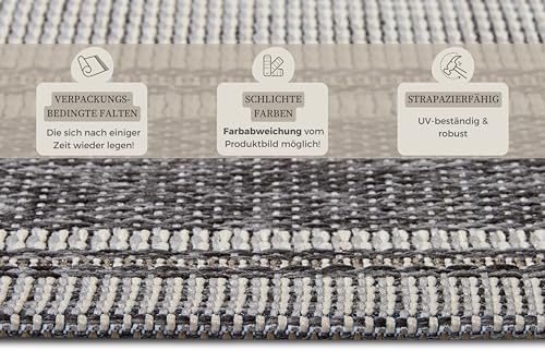 HANSE Home Cast Waterproof Indoor and Outdoor Rug, Modern Design, Two-Tone and Waterproof, Flat Weave for Garden, Balcony, Terrace, Living Room, Beige and Grey, 63 x 120 cm - Image 4