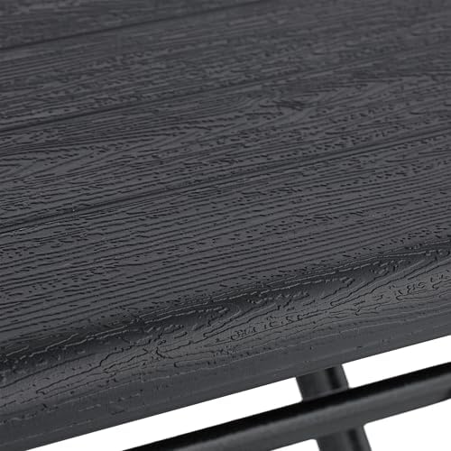 Relaxdays Balcony Furniture Set, Table and 2 Garden Chairs, Foldable, Wood Effect, Steel and Plastic, Black, 74 x 61 x 61 cm - Image 7