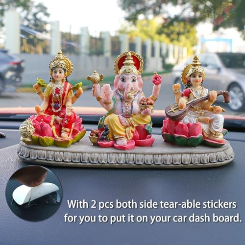 India Statue Laxmi Ganesh Saraswati - 3.9 Inch Tall Indian God Lakshmi Ganesha Saraswati Idol Figurine Hindu Diwali Gifts Diwali Decor House Office Mandir Temple Pooja Item - Image 8