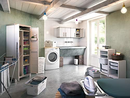 Keter Excellence Escubierta Wardrobe Storage Broom Cabinet | Resin | 2 Doors and 4 Shelves, 3 Height Adjustable and 1 Fixed | Sand/Grey | 182 x 65 x 45 cm - Image 8