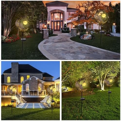 Solar Garden Lights Outdoor Waterproof Moon Fairy Solar Cracked Glass Lights LED Ornament Metal Stake for Walkway Yard Lawn Decor Gift Ideas - Image 7