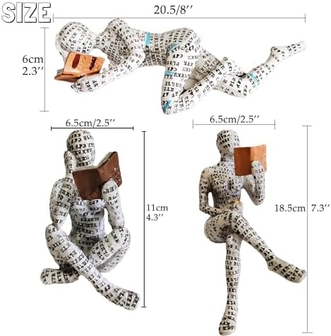 Yahu Lando 3 Reading Woman Figures Thinker Statue Modern Bookshelf Decor Aesthetic Sculpture Room Decor Abstract Modern Shelf Table Decor - Image 5