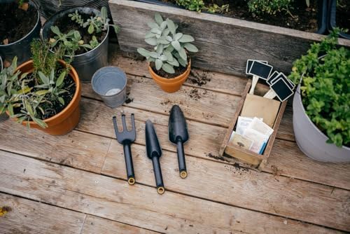 Fiskars Garden Tool Set, 3 Pieces, Cultivator, Planter and Transplanter, FiberComp Plastic 65% Recycled with Fibreglass, Black/Orange, Solid, 1076379 - Image 3