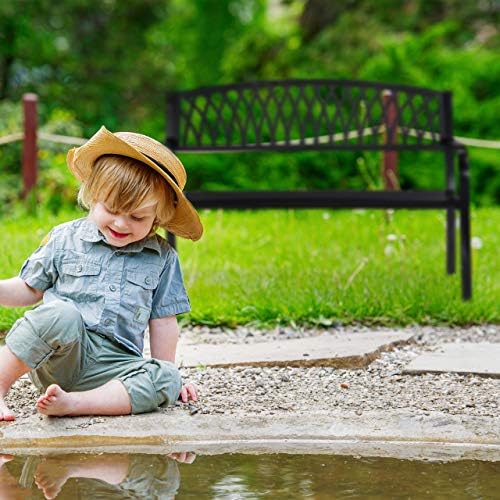 Relaxdays Garden Bench, 2 Seater Park Seat, Rustic Design, Comfortable Outdoor Furniture, Metal, 87 x 127 x 60 cm, Black - Image 6