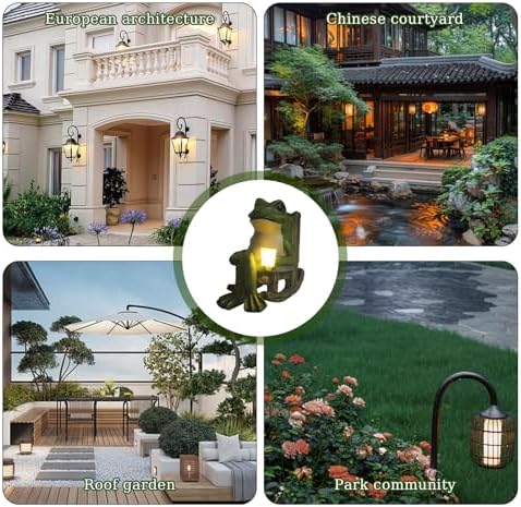 Solar Garden Frog Ornaments Outdoor, 3.9" Resin Frog Figurine with Waterproof LED Lights, Cute Garden Decor for Yard, Balcony and Yard, Unique Gift from - Image 8