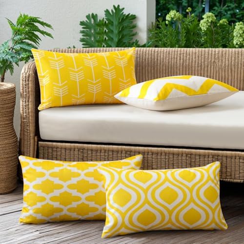 JOTOM Set of 4 Outdoor Cushion Covers Waterproof 30x50cm Geometric Modern Outdoor Pillow Covers Decorative for Patio Garden Bedroom Sofa Chair Bed - Image 3
