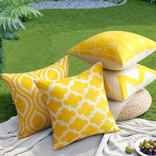 JOTOM Set of 4 Outdoor Cushion Covers Waterproof 30x50cm Geometric Modern Outdoor Pillow Covers Decorative for Patio Garden Bedroom Sofa Chair Bed - Image 5
