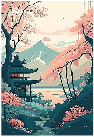 Set of 3 Wooden Base Paintings, Living Room Decoration, Modern, Bedrooms, Room, Oriental, Japanese, Chinese with Metal Hangers, (29 x 20 cm Each Picture) - Image 6