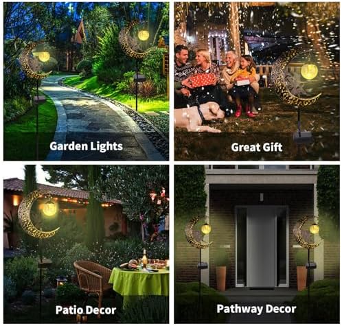 Solar Garden Lights Outdoor Waterproof Moon Fairy Solar Cracked Glass Lights LED Ornament Metal Stake for Walkway Yard Lawn Decor Gift Ideas - Image 8