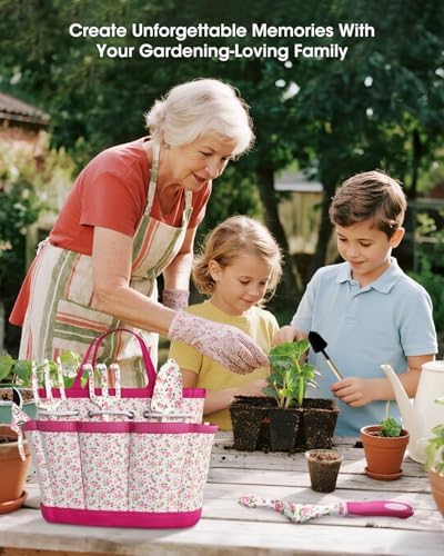 MYMULIKE Garden Tools for Women, 26 Pcs Floral Style Gardening Tool Set, Gardening Gift Kit with Gloves, Storage Bag, Garden Accessories - Image 8