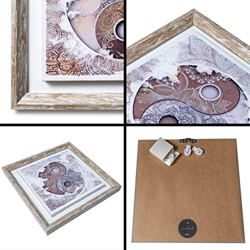 DekoArte - Ying Yang Mandala Modern Living Room Decor Pictures 30 x 30 cm x 4 Pieces – Set of Pictures with Shabby Chic Frame. - Image 6
