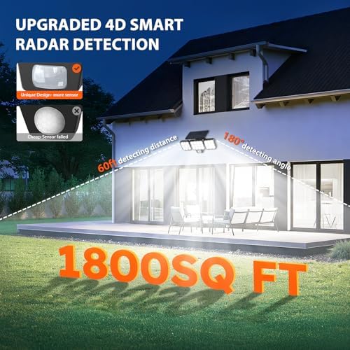 GEARLITE Solar Security Lights Outdoor Motion Sensor 3500LM Solar Lights Outdoor Garden Lights with 270°Wide Lighting Angle, Up to 15 Hours, 3 Light Modes - Image 5