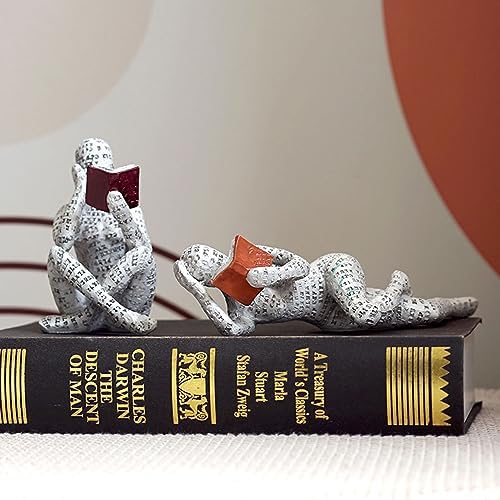 Yahu Lando 3 Reading Woman Figures Thinker Statue Modern Bookshelf Decor Aesthetic Sculpture Room Decor Abstract Modern Shelf Table Decor - Image 4