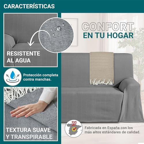 Multi-Purpose Foulard Size 230 x 260 cm for Sofa or Bed – Multipurpose Bedspread Anthracite Decorative Bedspread for Sofa, Bed – Jarapa Sofa or Bed Protector Light and Elegant - Image 6