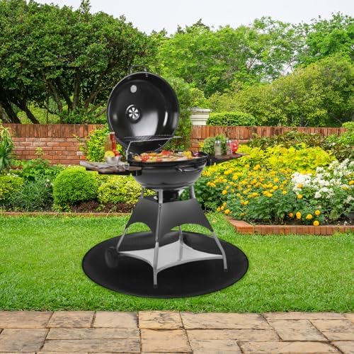 sourcing map Tapete redondo de 39 pulgadas, 2 capas de silicona ignífugo, portátil, reutilizable, impermeable, accesorios para parrilla al aire libre, barbacoa, patio, terraza, hierba, color negro - Image 7