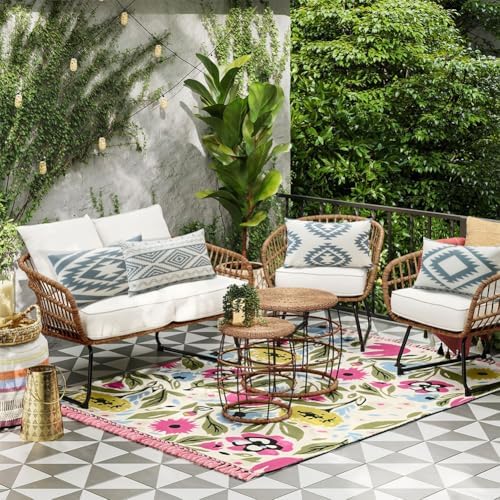 Artscope Set of 4 Waterproof Geometry Cushion Cover, Outdoor Bohemian Pillow Case for Patio Balcony Garden Sofa Office Home Decorative 30 x 50 cm Geometry80-Grey - Image 7