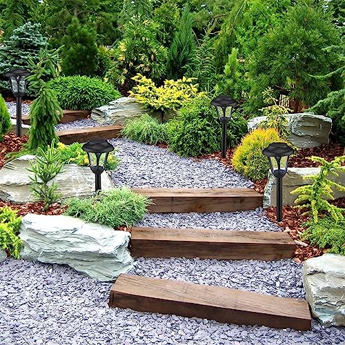 Relaxdays Pack of 10 LED Solar Lights, Outdoor Lanterns with Stake, 39 x 11 cm, Modern Garden Lighting, Black, 39 x 11 x 11 cm - Image 3