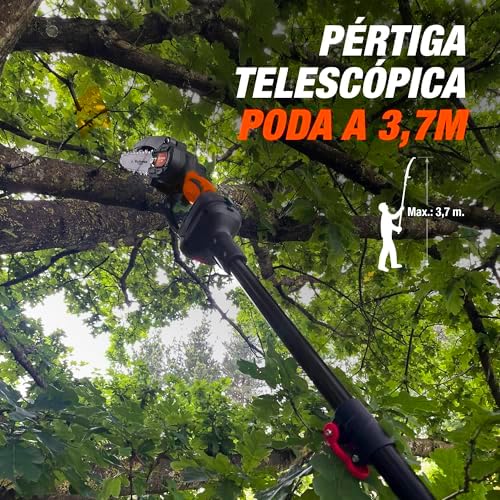 Altuna Titanium Battery Pruning Kit – Battery Chainsaw + Electric Pruning Shears + Telescopic Pole for Pruning in Height up to 3.7 Metres – Includes 2 Batteries – with Charger and Glasses - Image 3