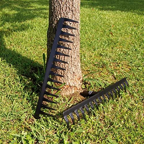 Amig - Garden Rake - Metal Steel Rake with 16 Sturdy Teeth for Raking and Working the Earth - Tools for Orchard and Gardening in Black - Measurements: 400 mm. - Image 7