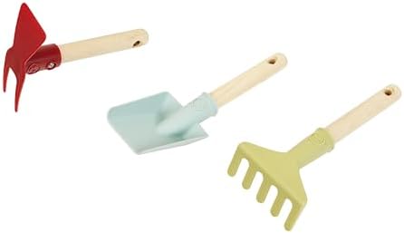 Theo Klein 7681 Herramientas de jardinería I Incluye pala, rastrillo y azada doble con mango corto de madera I Plástico reciclado I Apto para niños a partir de 3 años - Image 2
